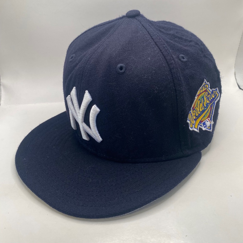 NY YANKEES New Era 59FIFTY Fitted Hat 7 3/8 Navy 1996 World Series Patch Wool